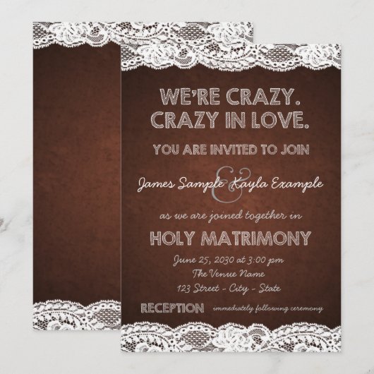 Invitation Mariage de dentelle russe (Devant / Derrière)