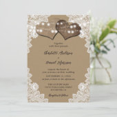 Invitation Mariage de dentelle Rustique Kraft (Debout devant)