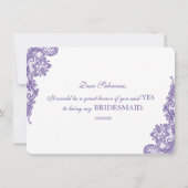 Invitation Mariage de dentelle ultra violet moderne Bridesmai (Dos)
