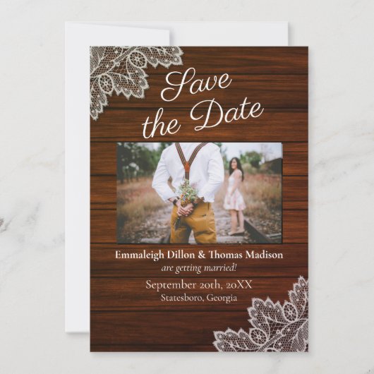 Invitation Mariage de dentelle Vintage (Devant)