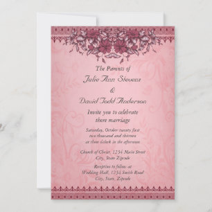Invitation Mariage de dentelle Vintage de Bourgogne