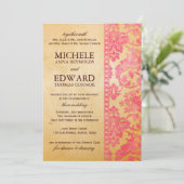 Invitation Mariage de dentelle vintage rose Damask (Debout devant)