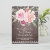 Invitation Mariage de dentelle vintage rustique aquarelle (Debout devant)