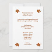 Invitation Mariage de design d'automne (Dos)