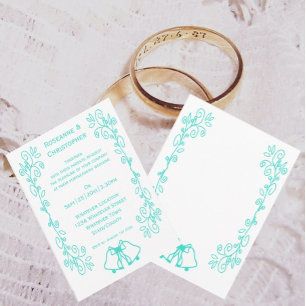 Invitation Mariage de design de défilement de cloches turquoi