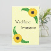 Invitation Mariage de design de tournesol de couleur jaune (Debout devant)