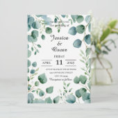 Invitation Mariage de design Eucalyptus couleur douce (Debout devant)