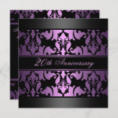 Invitation Mariage de design pourpre Damask Anniversaire Invi (Devant / Derrière)
