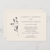 Invitation Mariage de dessin noir floral simple et élégant (Devant / Derrière)