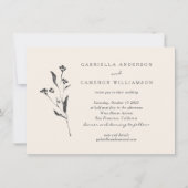 Invitation Mariage de dessin noir floral simple et élégant (Devant)