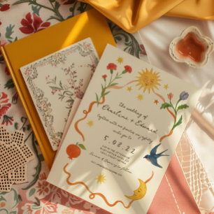 Invitation Mariage de dessin peint à la main