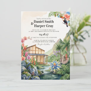 Invitation Mariage de destination à Costa Rica aquarelle