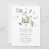 Invitation Mariage de destination à Cuba à l'aquarelle (Devant)