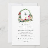 Invitation Mariage de destination à Hawaii sur fond de fleurs (Devant)