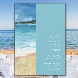 Invitation Mariage de destination à la plage océan aquarelle