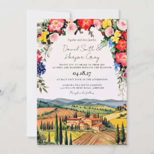 Invitation Mariage de Destination à la Tuscane Italie Aquarel