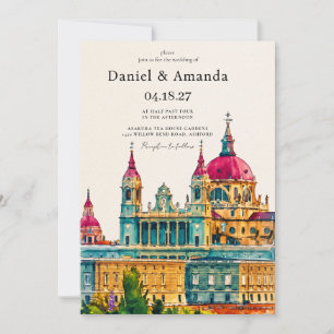 Invitation Mariage de destination à Madrid Espagne aquarelle