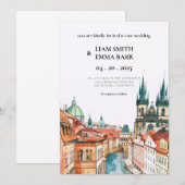 Invitation Mariage de destination à Prague République tchèque (Devant / Derrière)