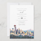 Invitation Mariage de destination à SEATTLE - Aquarelle de la (Devant)
