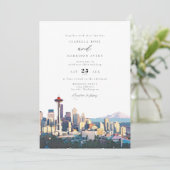 Invitation Mariage de destination à SEATTLE - Aquarelle de la (Debout devant)