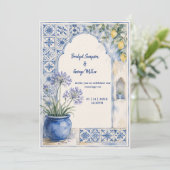 Invitation Mariage de Destination Amalfi Lemon Blue Tile (Debout devant)