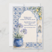Invitation Mariage de Destination Amalfi Lemon Blue Tile (Dos)