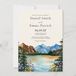 Invitation Mariage de Destination Aquarelle au Lac de Montagn
