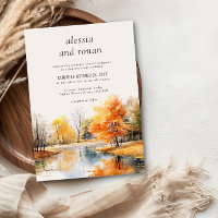 Mariage de destination aquarelle au lac en automne