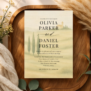 Invitation Mariage de destination aquarelle en Toscane Italie