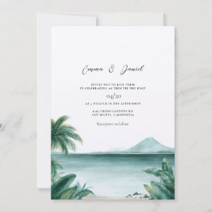 Invitation Mariage de destination aquarelle sur une île