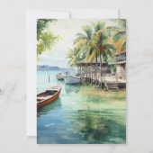 Invitation Mariage de destination aux Caraïbes à l'aquarelle (Dos)