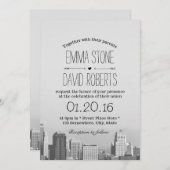 Invitation Mariage de destination City Skyline moderne (Devant / Derrière)