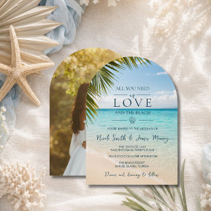 Invitation Mariage de destination côtière Amour et La Plage