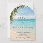 Invitation Mariage de destination côtière Amour et La Plage (Devant)