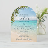 Invitation Mariage de destination côtière Amour et La Plage (Debout devant)