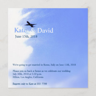 Invitation Mariage de destination dans le ciel en avion sur m