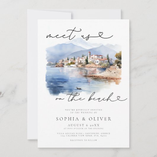 Invitation Mariage de destination d'aquarelle moderne (Devant)