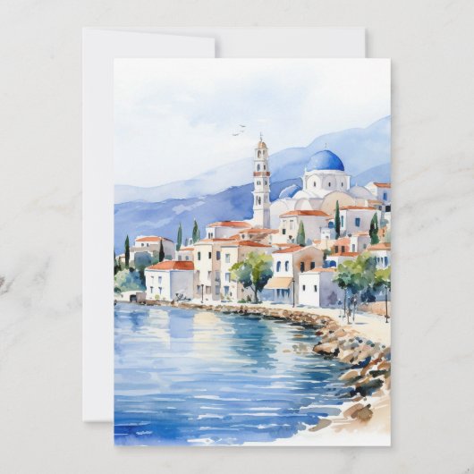 Invitation Mariage de destination d'aquarelle moderne (Dos)