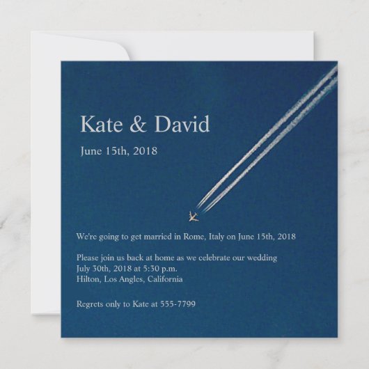 Invitation Mariage de destination d'avion haute altitude pers (Devant)