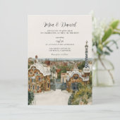 Invitation MARIAGE DE DESTINATION DE BARCELONE Espagne Skylin (Debout devant)