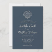 Invitation Mariage de destination de la plage Blue Shell de l (Devant)