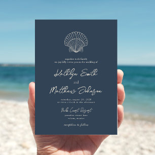 Invitation Mariage de destination de la plage Blue Shell de l