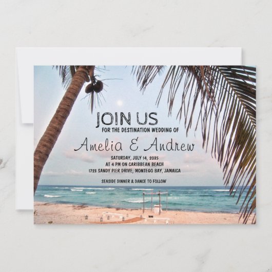 Invitation Mariage de destination de la plage des Caraïbes (Devant)