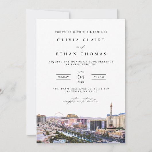 Invitation Mariage de destination de Las Vegas Skyline (Devant)