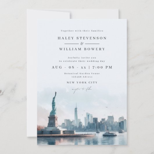 Invitation Mariage de destination de New York City Skyline Li (Devant)