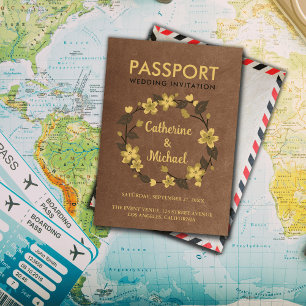 Invitation Mariage de destination de passeport Brown