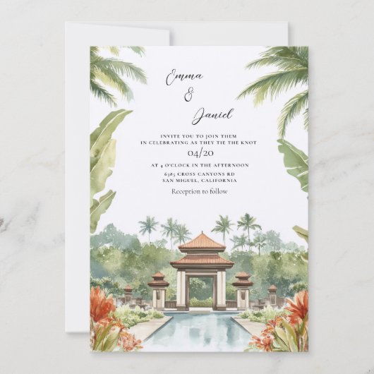 Invitation Mariage de destination de paysage à Bali (Devant)