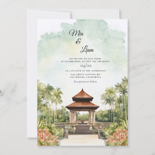 Invitation Mariage de destination de paysage à Bali (Devant)