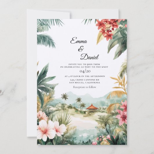 Invitation Mariage de destination de paysage à Bali (Devant)