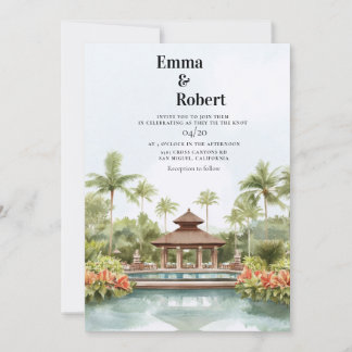 Invitation Mariage de Destination de Paysage Tropical à Bali